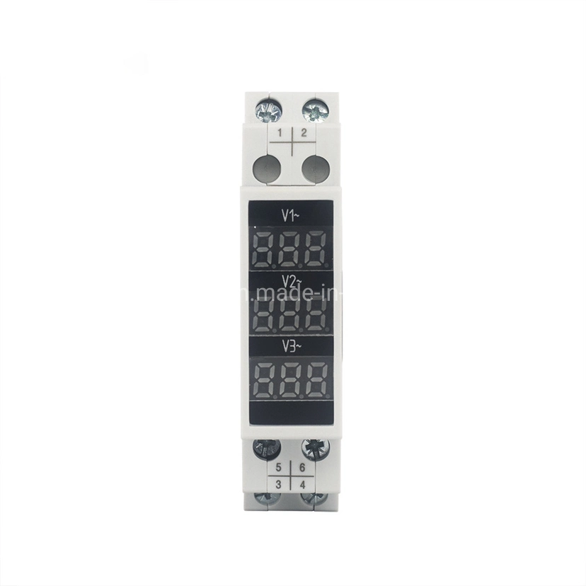 Modular Voltage Meter 3 Phase 80V to 500V AC LED Digital Display DIN Rail Volt Meter