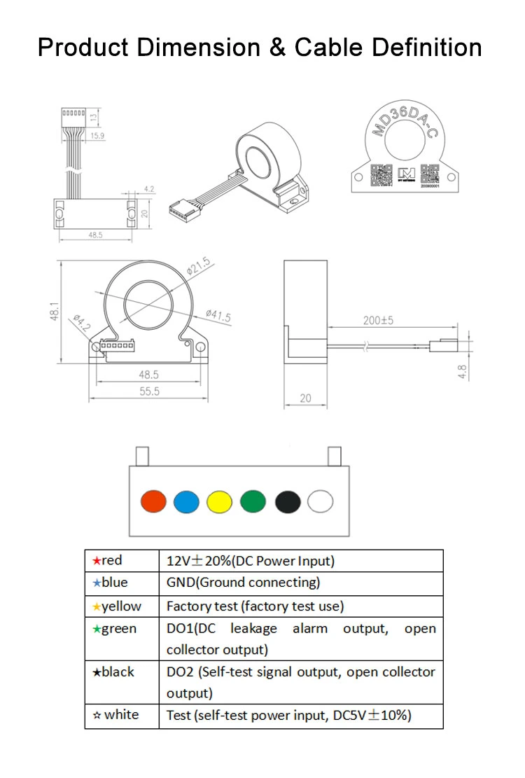 Differential Protection Rdc-MD Residual Direct Current Monitoring Device DC Leakage Sensing CT