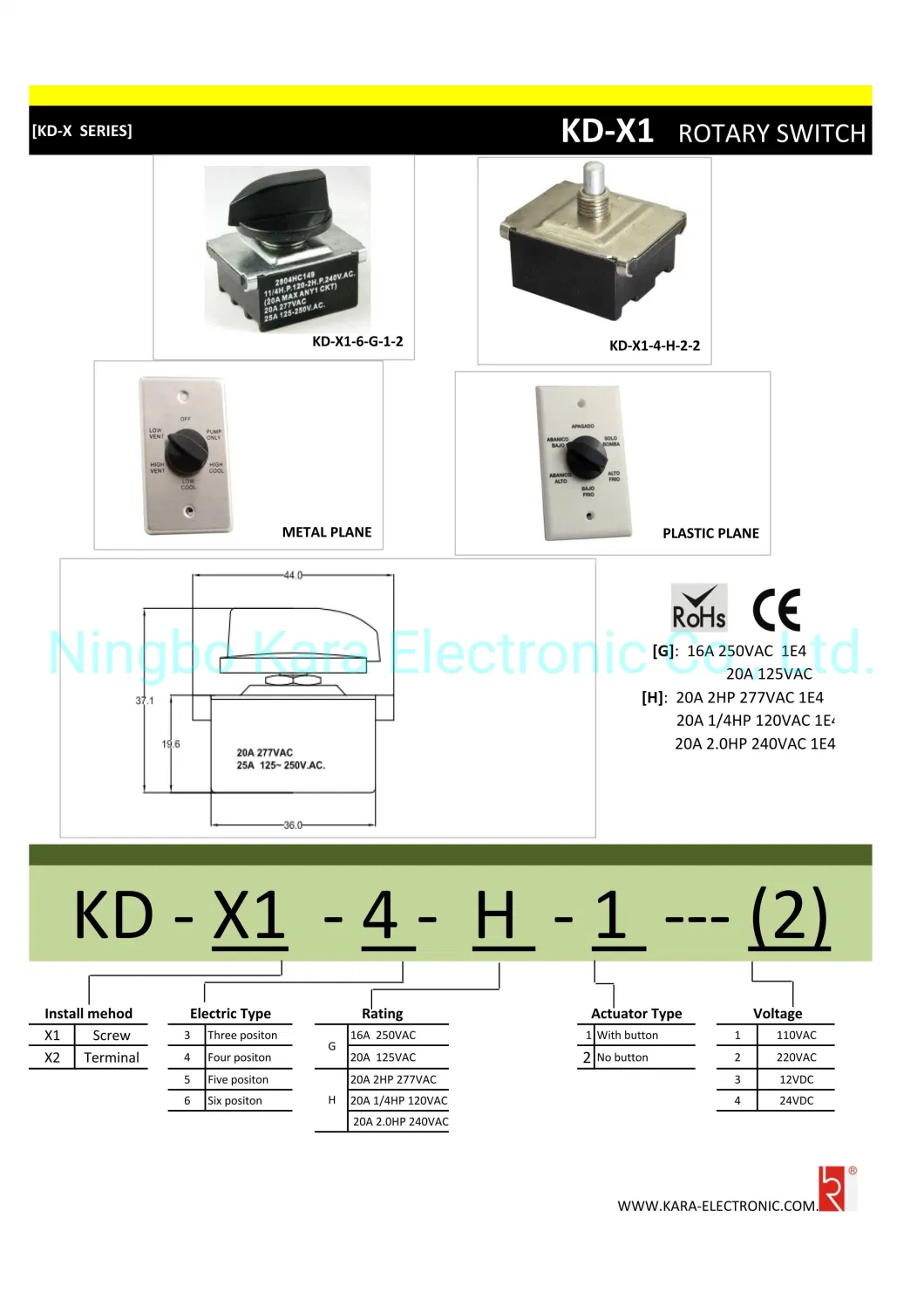 Kd-X2 UL Approved Rotary Switch Changeover Switch