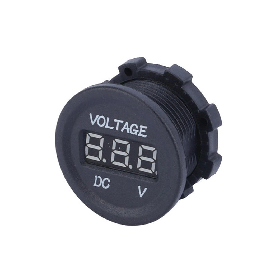 DC 12V LED Display Voltmeter with Waterproof Blue Digital Round Panel