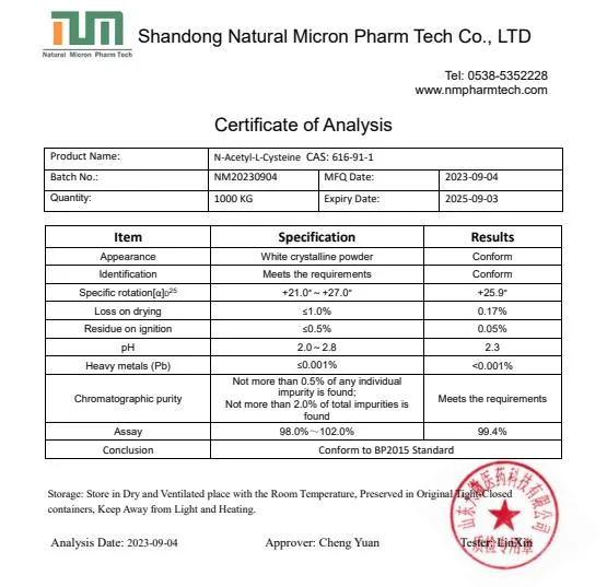 High Quality N-Acetyl-L-Cysteine CAS 616-91-1 Nac