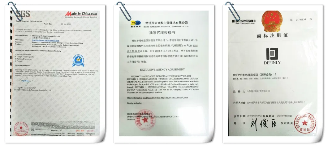 Calcium Gluconate of Tech Grade, Pharmacy Grade, Injection Grade Used for Additives