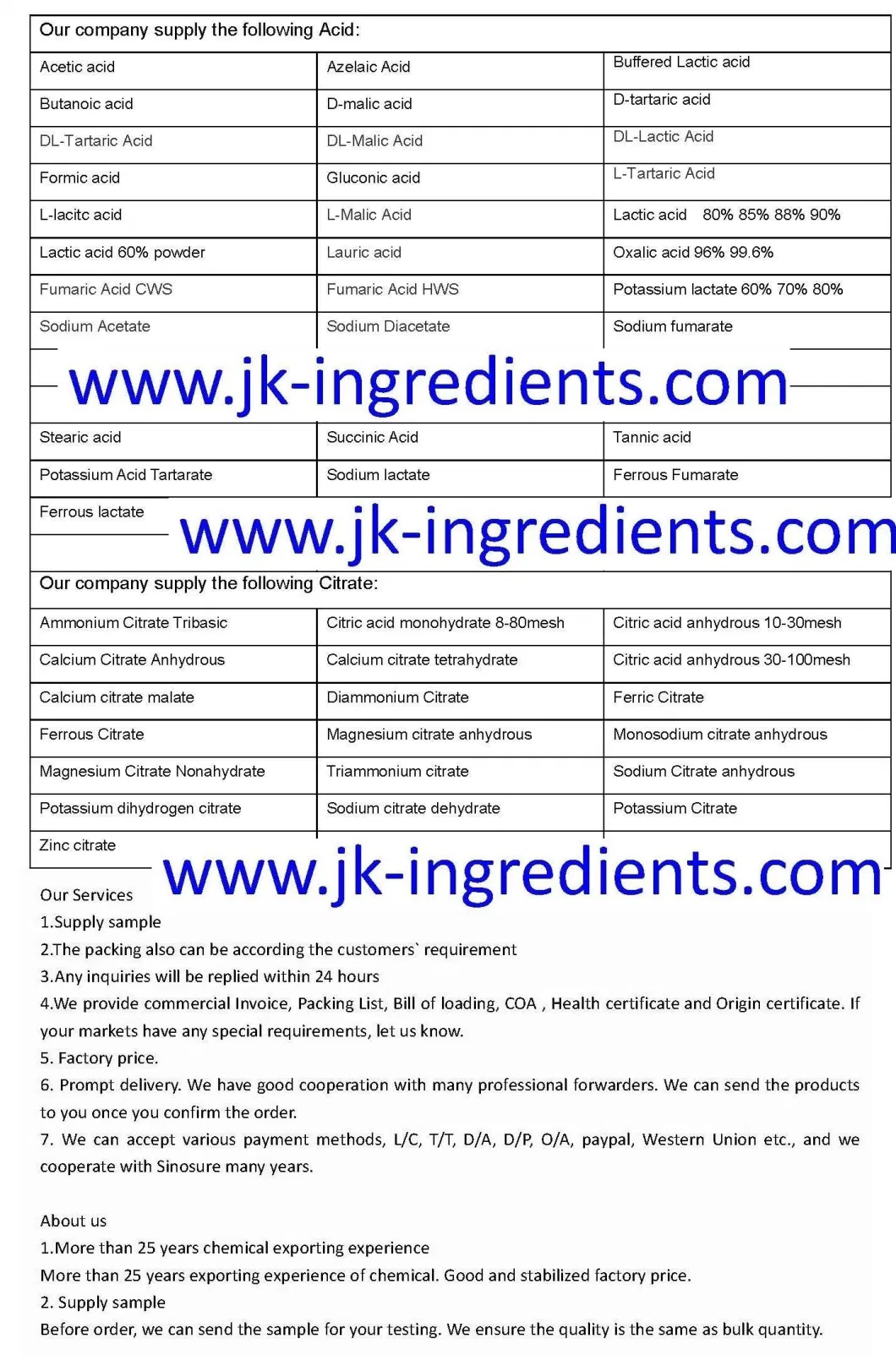 Potassium Citrate Anhydrous CAS No. 866-84-2/7778-49-6 Tripotassium Citrate Anhydrous