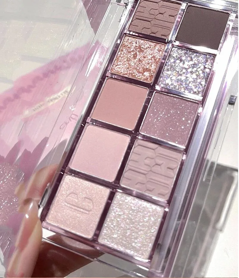 Wisteria Flower, Ten-Color Eyeshadow Palette, Pearlescent Matte, Gray Pink-Purple