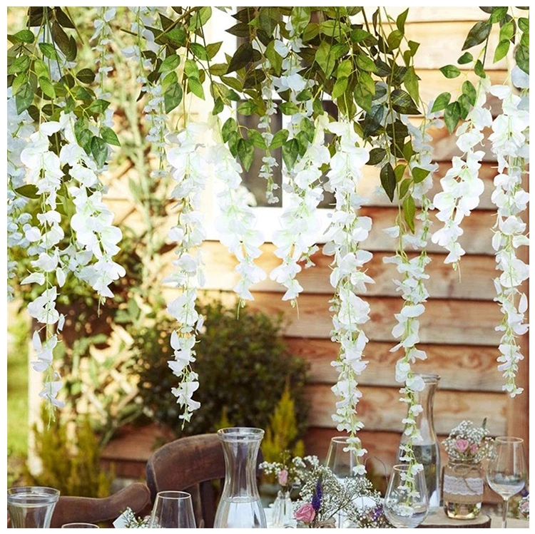 Popular Products Suitable Price Artificial Wisteria Hanging Flowers Artificial Plant Wall Hanging Fake Flowers Wedding Decoration Whosale Wisteria