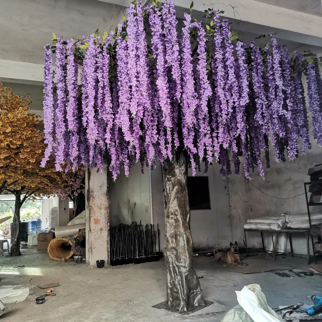 Customized Color Indoor White Pink Artificial Wisteria Flower Tree Wedding Tree