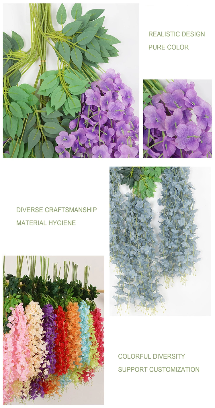 Popular Products Suitable Price Artificial Wisteria Hanging Flowers Artificial Plant Wall Hanging Fake Flowers Wedding Decoration Whosale Wisteria