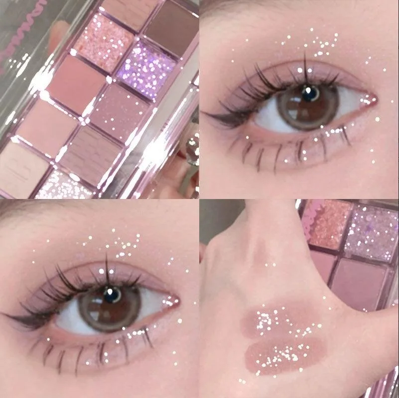 Wisteria Flower, Ten-Color Eyeshadow Palette, Pearlescent Matte, Gray Pink-Purple