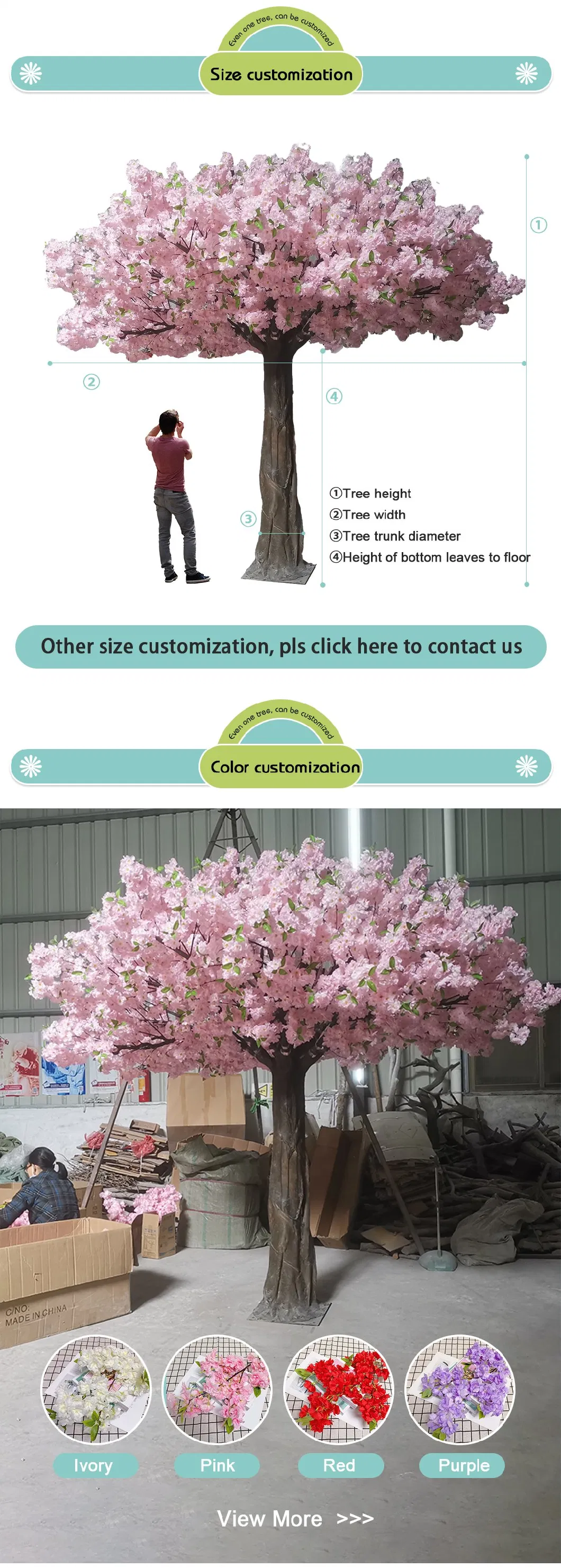 Artificial Wisteria Tree Large Outdoor Decorative Tree White Branch Artificial Tree for Weddings