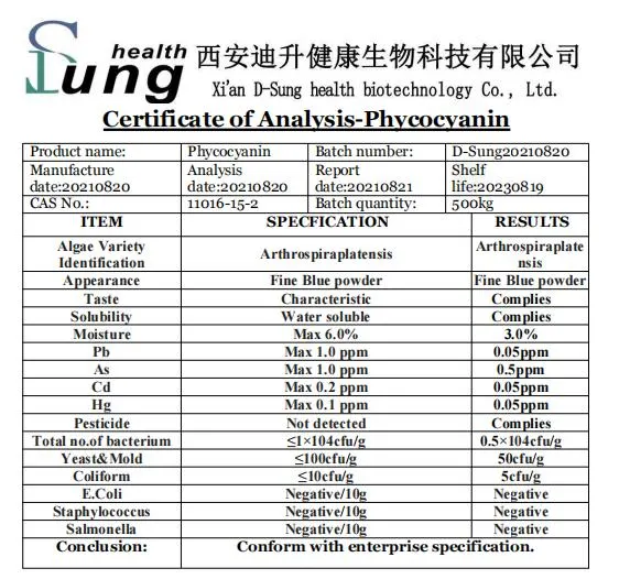 99% Purity CAS 11016-15-2 Phycocyanin Spirulina Extract Phycocyanin Powder Extract Phycocyanin