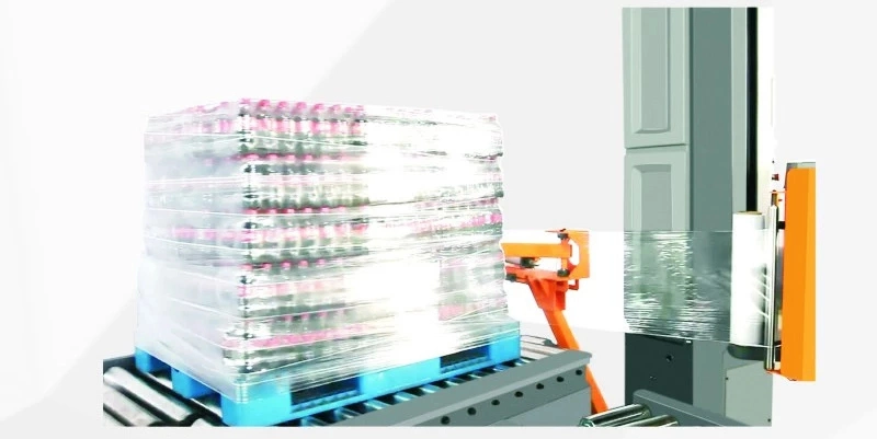 Online Fully Automatic Packaging/ Packing Winding Machine with Input&Output Conveyor Stretch Film Pallet Wrap/Wrapping Machine