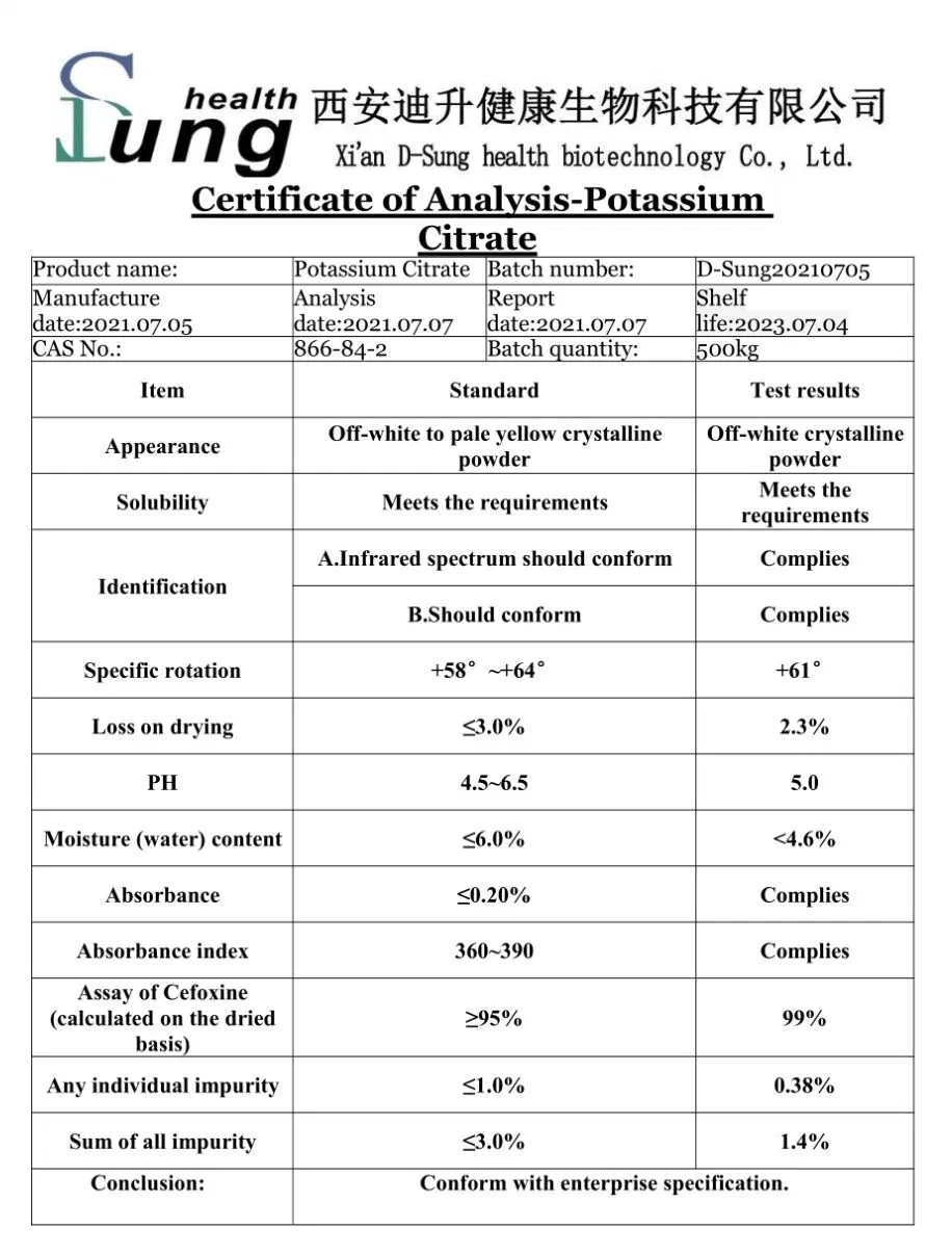 Food Grade CAS 866-84-2 Potassium Citrate Food Additive Potassium Citrate Powder Potassium Citrate