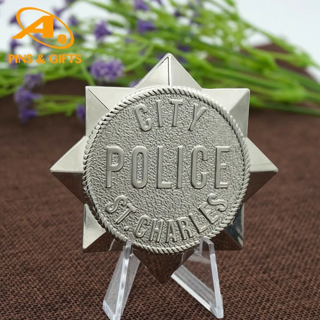 Factory Price Fast Delivery Stamped Zinc Alloy with High Quality Supplier Metal Custom Security Police Badges