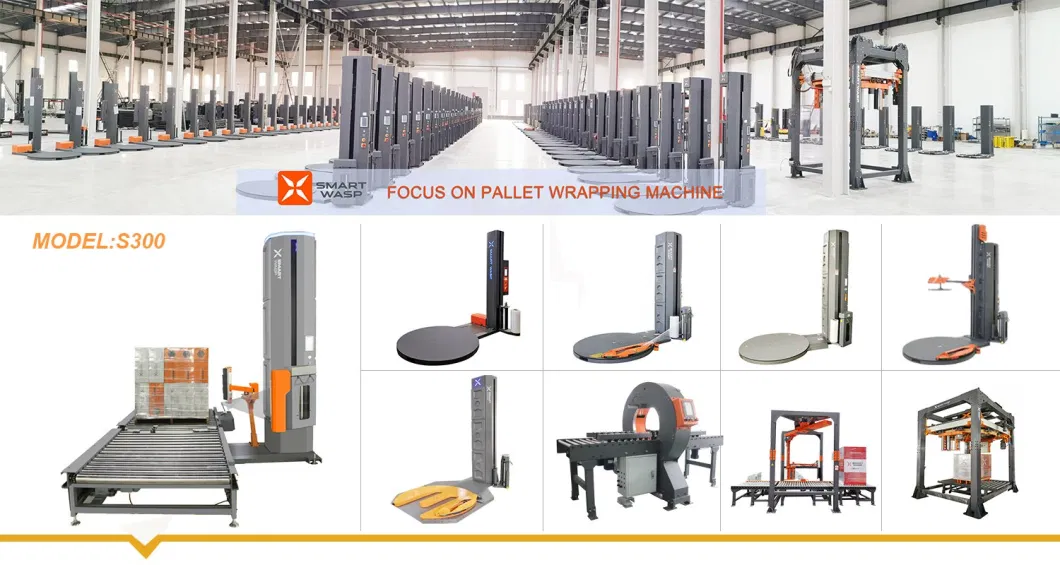 Online Fully Automatic Packaging/ Packing Winding Machine with Input&Output Conveyor Stretch Film Pallet Wrap/Wrapping Machine