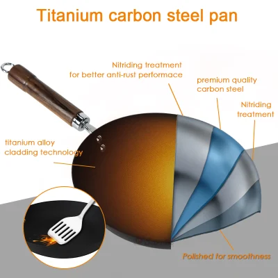  11 Inch Scratch Resistant Cookware Healthy Titanium-Infused Carbon Steel Pan