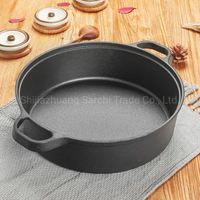  Cast Iron Egg Frying Pan Skillet Omelet Pan Round Pancake Crepe Pan with Double Ears