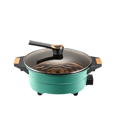  14 Inch Electric Deep Skillet Home with Tempered Glass Vented Lid