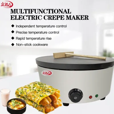  CE Approved Ld-410 Griddle Crepe Maker, Non-Stick Electric Crepe Pan Round Portable Cast Iron Crepe Maker Use for Blintzes, Eggs, Pancakes Snack Steel Amenity