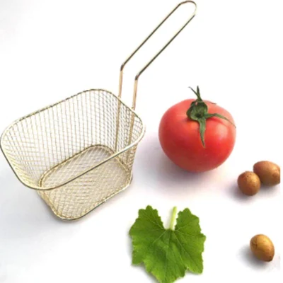  Square Fry Basket Metal Deep Fry Basket Present Fried Food Table Serving Chip Baskets Fryer Serving Food Basket, Mini Kitchen Frying Basket Wbb15720