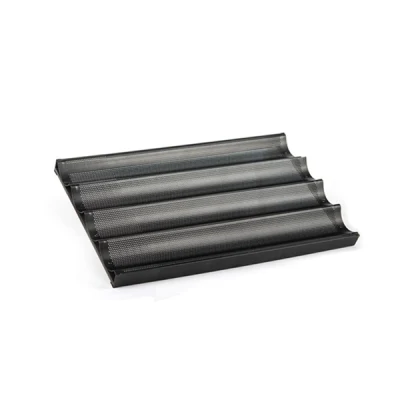 Factory Wholesale Food Safe Bakery Bakeware Aluminium Non Stick Perforated French Bread Baking Pan Baguette Mold Baking Pan