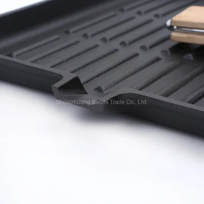 Detachable Wooden Folding Handle Camping Cast Iron Frying Grill Pan Skillet