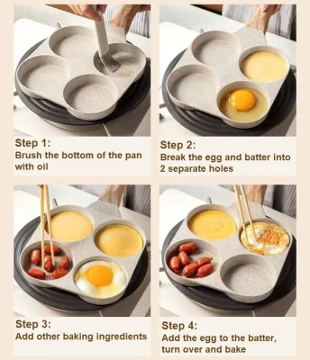  Aluminum Breakfast 3 Section Flat Griddle Pan Square Grill Egg Frying Pan
