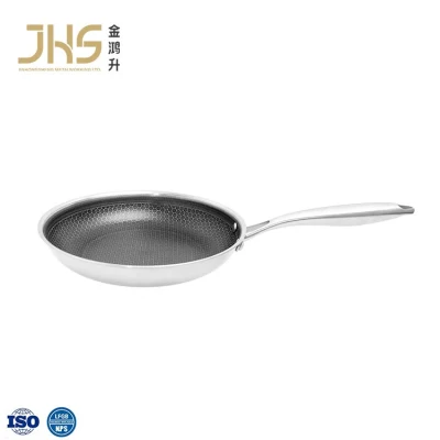  Wholesale Customization 304 Tri-Ply Stainless Steel Non-Stick Coating Frying Honeycomb Pan with Lid