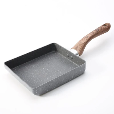  Hot Sale Aluminum Alloy Rectangle Pans Omelette Non Stick Marble Coating Cooking Frying Pan