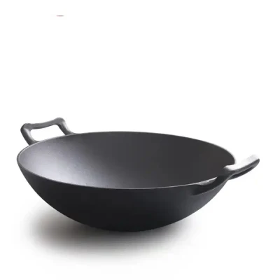Small and Large Cast Iron Wok Cooking Wok No Coating Non-Rusting Classical Camping Pot
