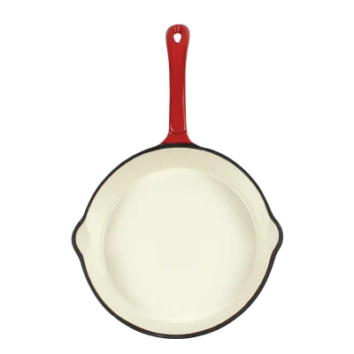  Enamel Cast Iron Frying Pan with Long Handle