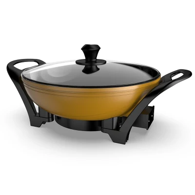  Big Capacity 4L Best Non Stick Coating Electric Wok Frying Pan with Adjustable Control Probe