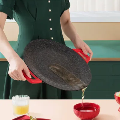  Oil Free Cast Aluminium Electric Pizza Stone Pan with 2 Handle