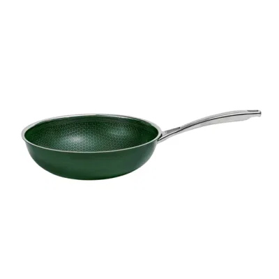 Non-Stick Honey Comb Coating Stainless Steel Blackish Green Ceramic Outer Layer Wok