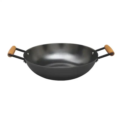 Small and Large Cast Iron Wok Cooking Wok No Coating Non-Rusting Classical Camping Pot