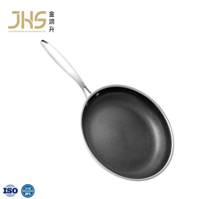  Pfoa Free Tri-Ply Stainless Steel Mirror Polishing Hybrid Non Stick Whitford Coating Frying Pan with Lid