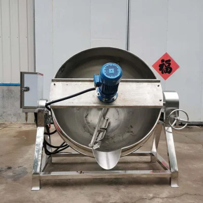  200L Gas Heating Sauce Intelayer Frying Pan Tilting Type with Stirring Sandwich Pot Large Capacity Steam Cooking Pot Electric Heating Jacketed Kettle Pot