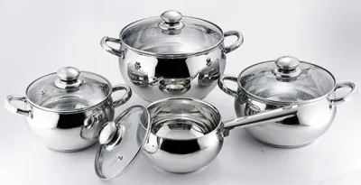Stainless Steel Belly Shaped 12PCS Cookware Set - Apple Shape Kitchen Appliance Cooking Pot and Non Stick Fry Pan in Matt or Polish Finish, Induction Compatible