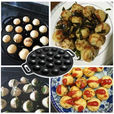  New Arrival Takoyaki Nonstick Grill Pan Cooking Plate Egg Puff Pan 15/19 Hole Pancake Pan Non Stick for Kitchen