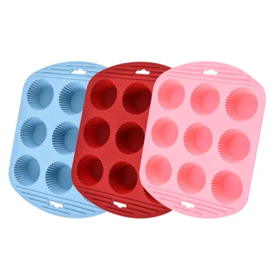 9 Cups Silicone Non-Stick Cupcake Pan and Muffin Pan with Ears