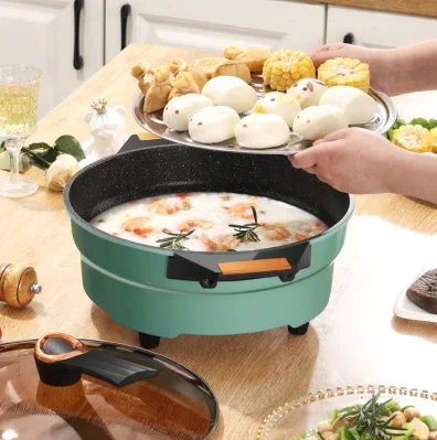 14 Inch Electric Deep Skillet Home with Tempered Glass Vented Lid