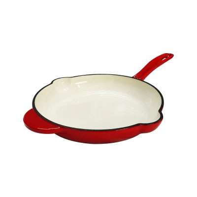  Enameled Cast Iron Shallow Fry Pan Cast Iron Non-Stick Ceramic Coating Electric Skillet