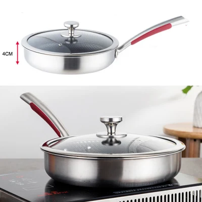  Wholesales 22 Cm 3 Ply Non-Stick Cooker Stainless Steel Flat Frying Pan