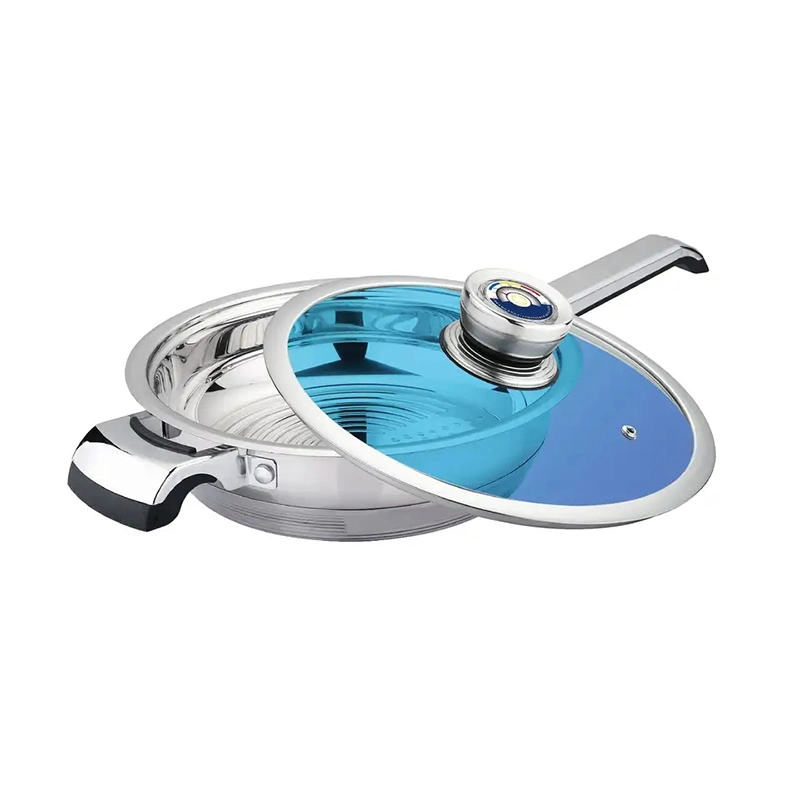Multi-Functional Non-Stick Frying Pan with Blue Glass Lid Stainless Steel Kitchen Cookware for Africa/Middle East/South America Market