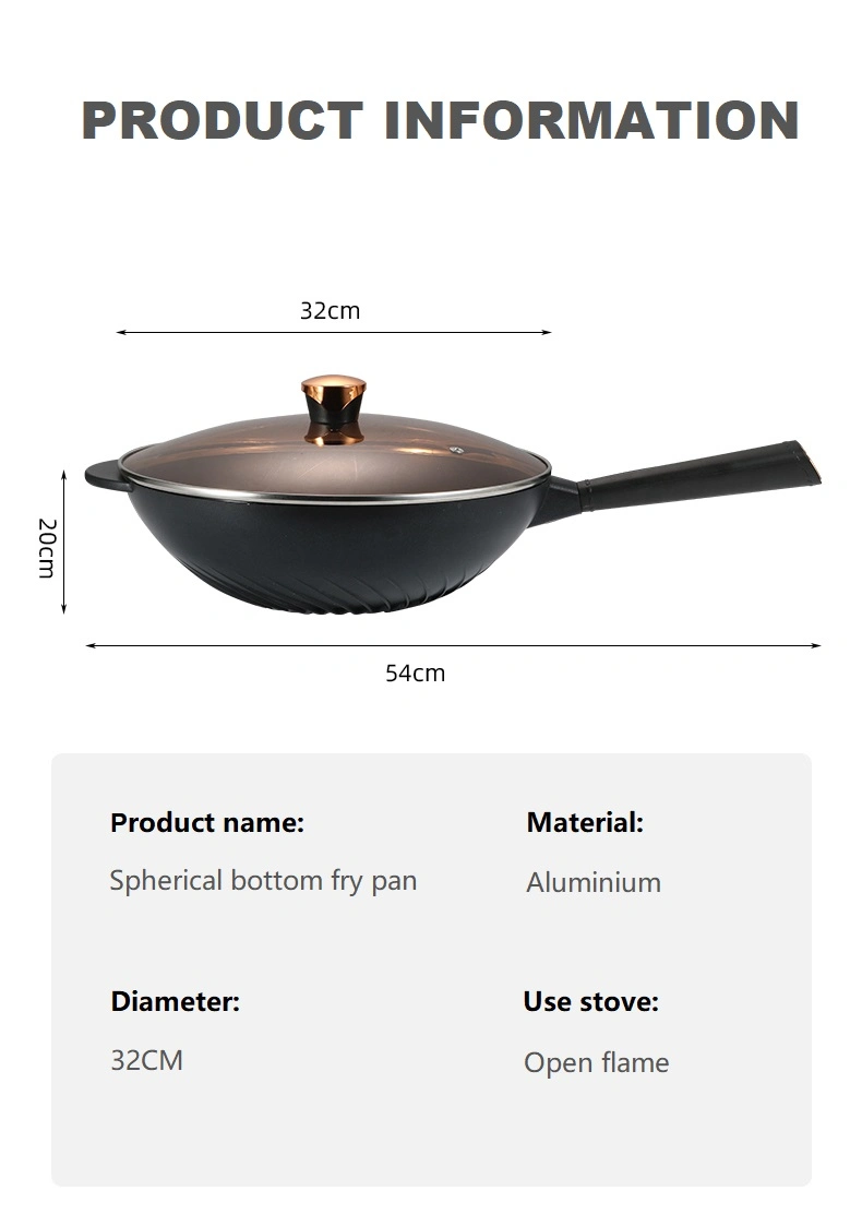 Forged Aluminum Nonstick Frying Pan with Lid Frying Wok Pan 32cm