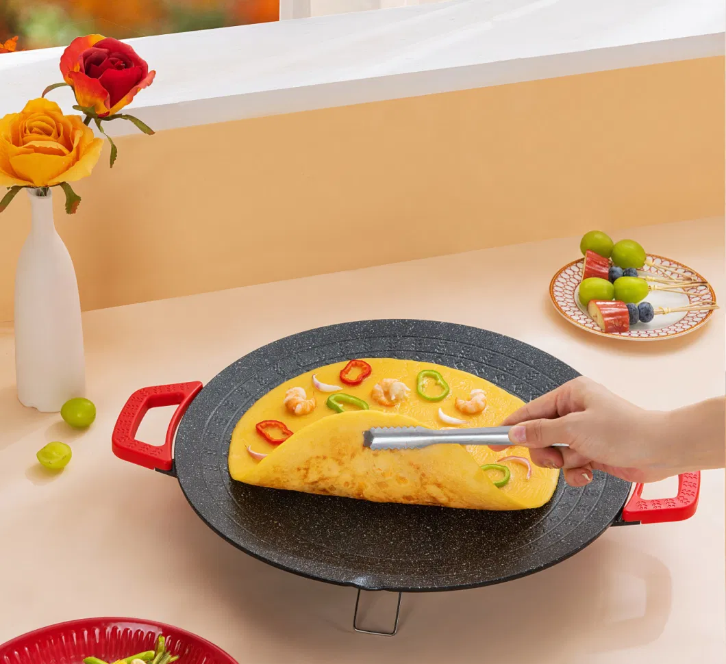 Round Electric Frying Pan Heat Resistant Handle Electric Pizza Pan Nonstick