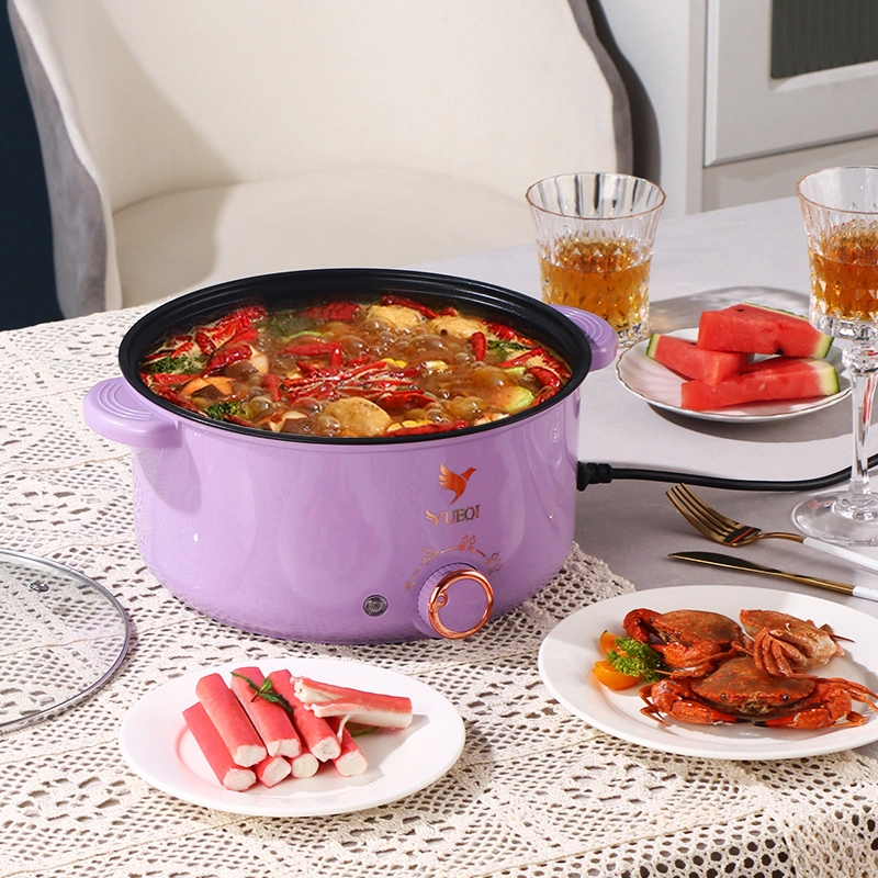 New Purple Charged Plating Part 20cm Multi-Function Non-Stick Surface Electric Hot Pot Electric Frying Pan 2.0L