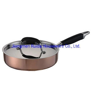 Big Capacity Stainless Steel Fry Pan Skillet with Copper Painting