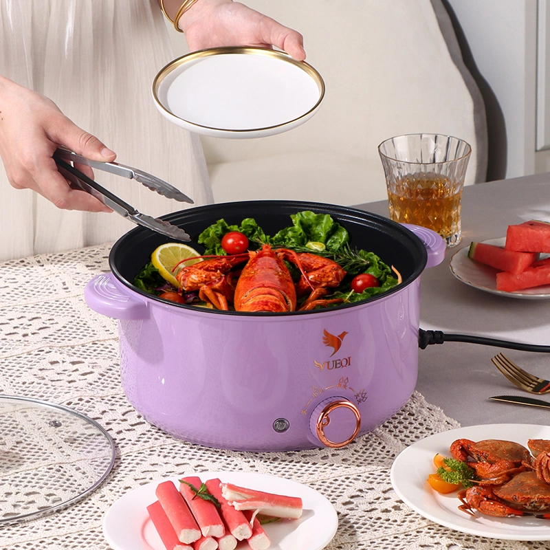 New Purple Charged Plating Part 20cm Multi-Function Non-Stick Surface Electric Hot Pot Electric Frying Pan 2.0L