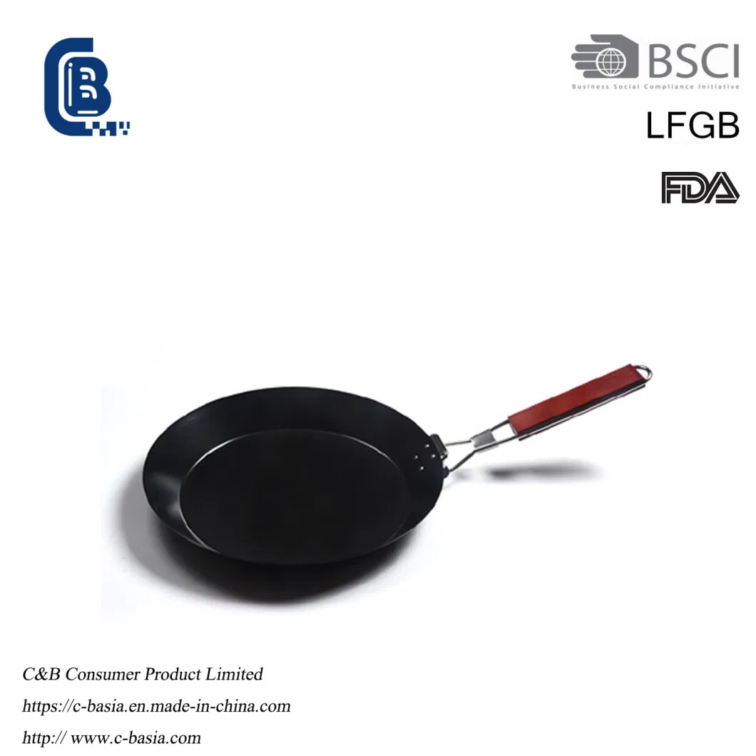 Non Stick Easy Cleaned BBQ Grilling Frying Pan Tray with Folding Handle Skimmer Colander 6