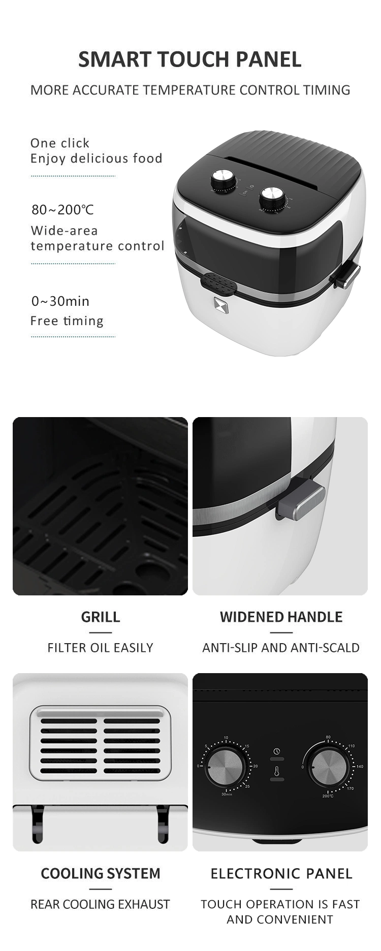 Visual Air Fryer Large Capacity Deep Frying Pan Automatic Stir-Fry Chips Machine 6.5L Oven Air Fryer
